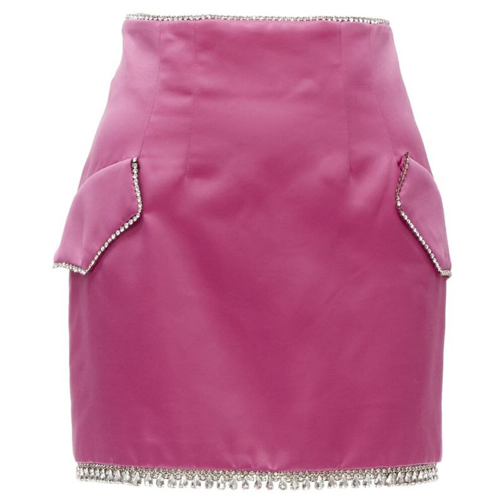 Giuseppe di Morabito pink satin crystal rhinestone mini skirt